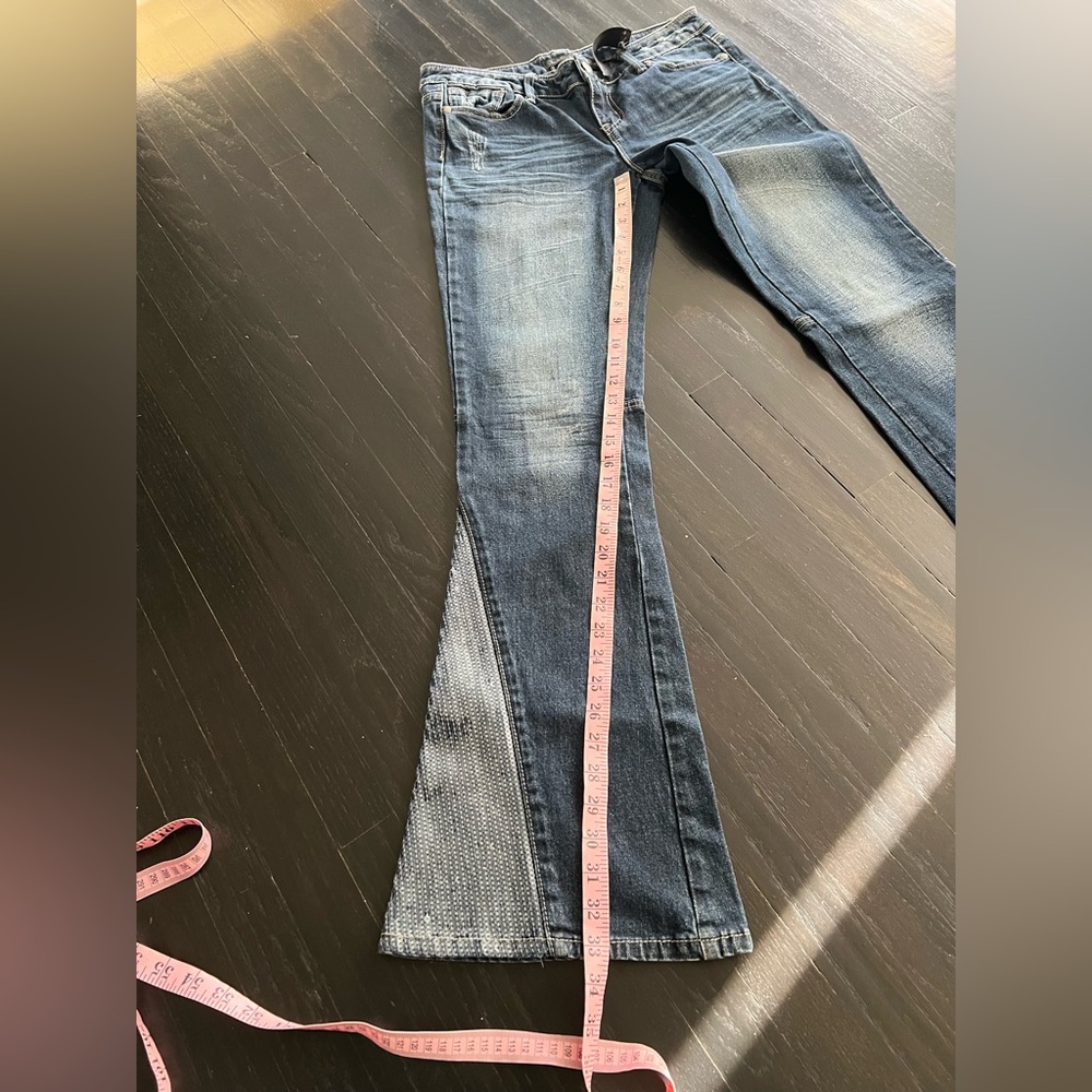 Black Crystal Stylish Blue Denim Jeans size 9 - Picture 8 of 11